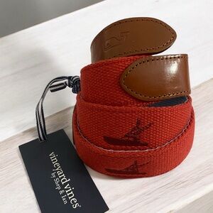 Men’s Vineyard Vines NWT Jetty Red Embroidered Icon Canvas Paddleboard Club Belt